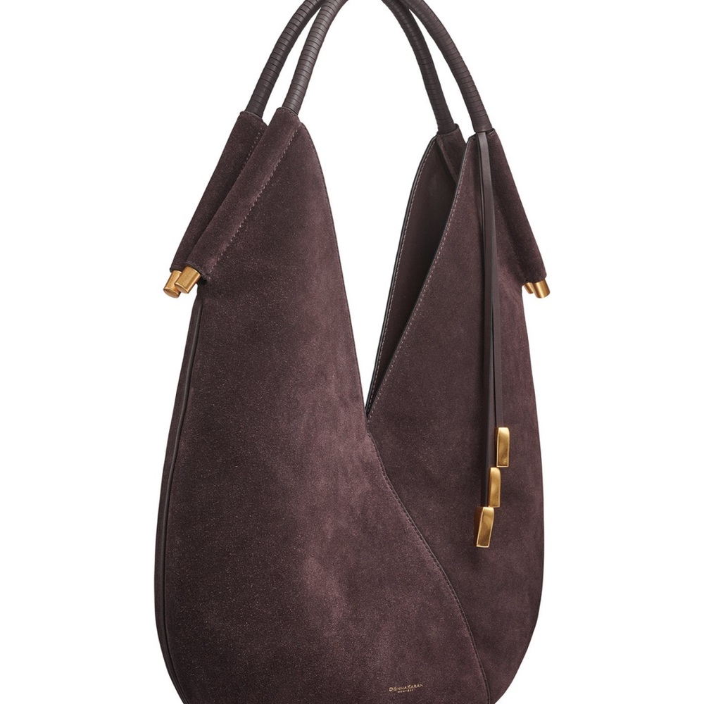 Donna Karan Chocolate Plum Large Suede Shoulder bag - Picture 3 of 6